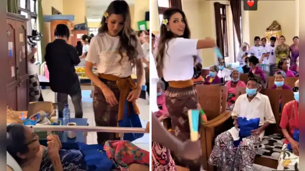 ¡Llevó alegría! Luciana Fuster visita asilo de ancianos en Indonesia y los sorprende con regalos
