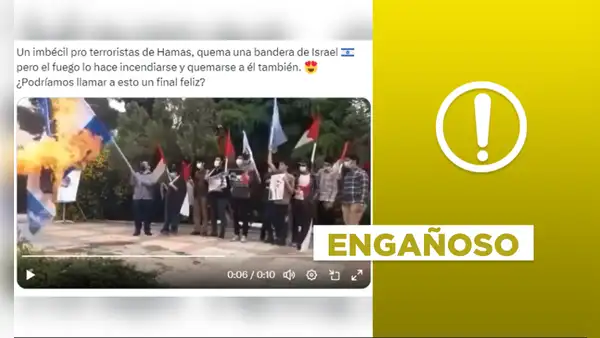 Hombre envuelto en llamas tras quemar bandera israelí no fue grabado en la actual guerra con Hamás