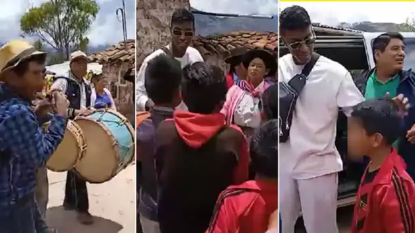 Seleccionado peruano Miguel Araujo visitó Andahuaylas y fue recibido con banda