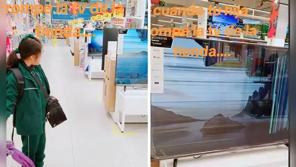 Niña rompió televisor en supermercado de Cusco y usuarios de TikTok cuestionan: "¿Pagaron?”