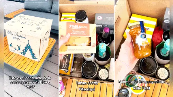 Peruana muestra canasta que le dieron en BBVA y usuarios le dicen: “Puse mi tienda con el de Caja Huancayo”