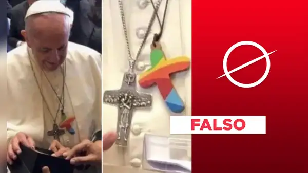 Es falso que el crucifijo multicolor que porta el papa Francisco sea una "cruz LGBT"