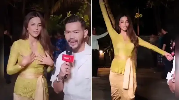 Luciana Fuster es ignorada por periodista en Bali, pero se 'roba' miradas bailando marinera