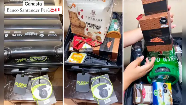 Joven sorprende con caja navideña del Banco Santander y usuarios responden: “La canasta de Los Maldini”