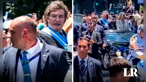 Agreden a Javier Milei: lanzan botellazo y hieren a miembro de seguridad durante asunción
