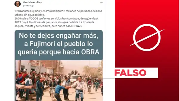 Es falso que Fujimori logró que todos los habitantes de zonas urbanas tuvieran agua, desagüe y luz