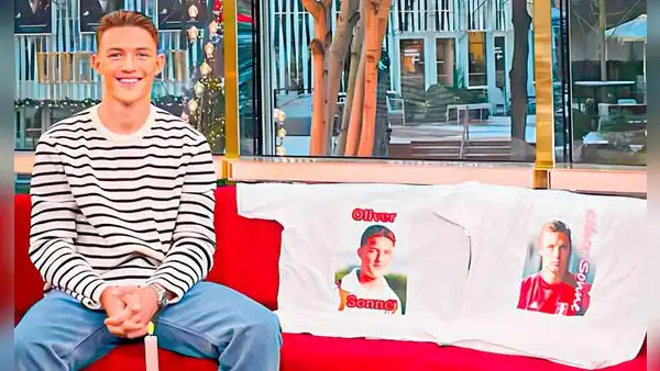 Sonne sorprendió en entrevista a medio danés al mostrar polos con su cara hechos en Gamarra