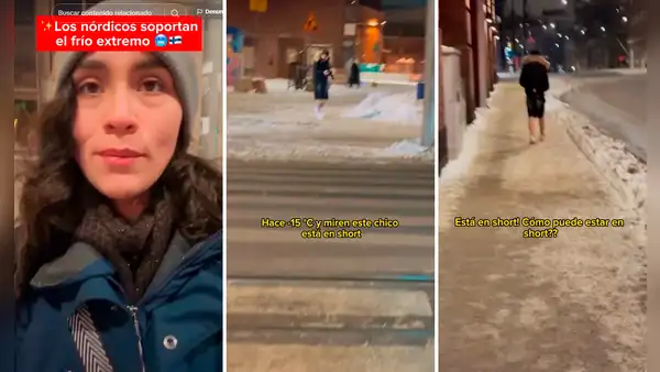 Peruana en Finlandia queda sorprendida al ver a hombre caminando en short en plena nevada