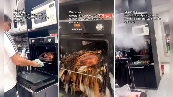 Hombre queda en shock al romperse fuente del pavo tras sacarlo de horno: “Adiós, cena navideña”