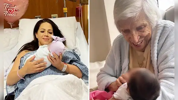 Melissa Klug compartió tierno encuentro de su hija recién nacida y su bisabuela: "Mis amores"