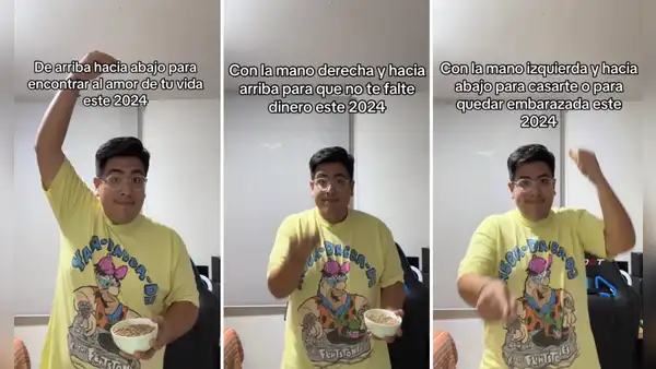 Joven enseña 6 formas de tirar las lentejas en Año Nuevo y usuarios reaccionan: “No hagan la última”