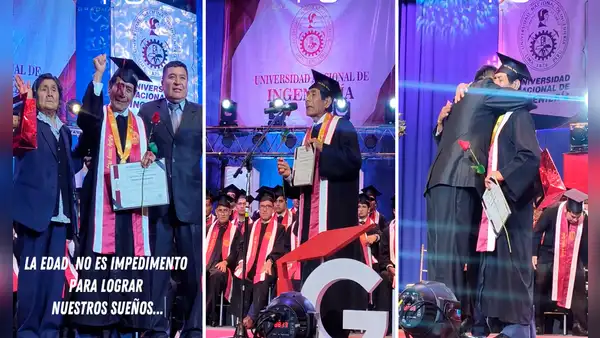Adulto mayor se gradúa en la Universidad de Ingeniería y agradece a sus padres por el apoyo: “Nunca es tarde"