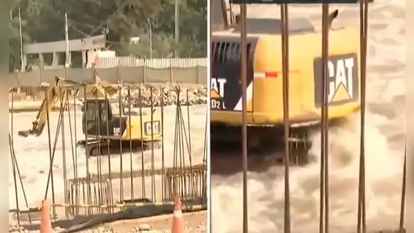 Operarios del MTC realizan trabajos de descolmatación en río Rímac pese a caudal crecido