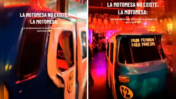 Restaurante peruano usa mototaxi como mesa y coloca singular mensaje: “Salón privado para parejas”