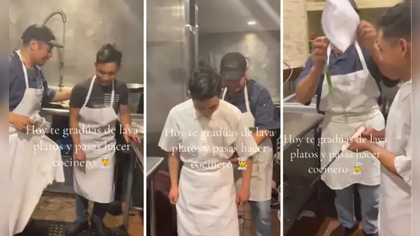Mexicano se gradúa de lavaplatos en EE. UU. para convertirse en cocinero y conmueve en redes: “Así se empieza”