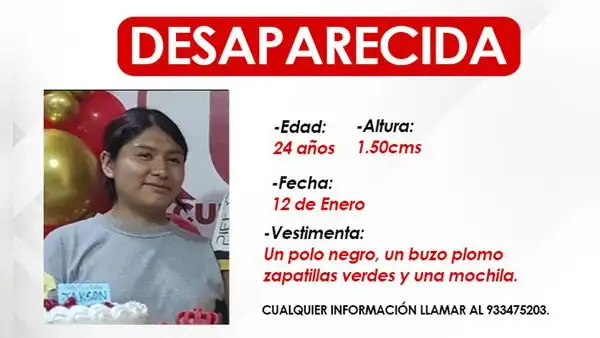 VMT: desaparece joven que se iba a trabajar y familiares piden ayuda para encontrarla