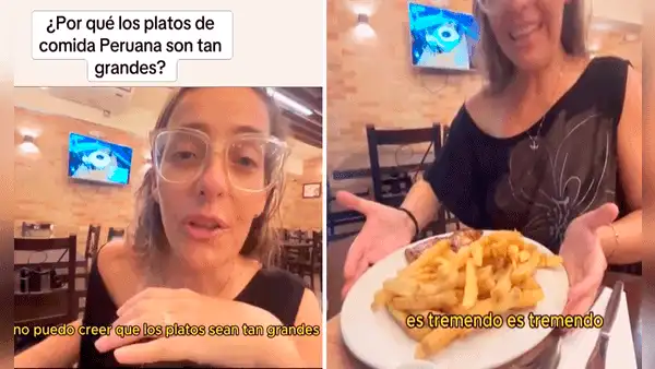 Chilena se asombra por ENORMES PLATOS EN RESTAURANTE DE PERÚ y usuarios le dicen: “No jugamos a la comidita”