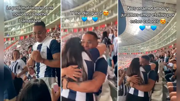 Hincha de Alianza Lima le pidió matrimonio a su enamorado en la Noche Blanquiazul: “Amor eterno”