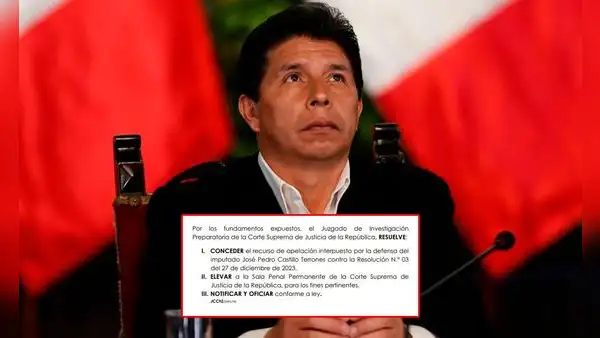 Pedro Castillo: Poder Judicial acepta recurso de apelación para revisar prisión preventiva por 36 meses