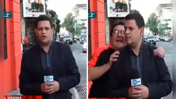 Reportero es sorprendido en la calle por su amigo durante enlace en vivo y le grita “Petete”