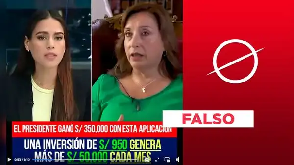 Dina Boluarte no anunció aplicativo con IA para ganar dinero: el video es falso