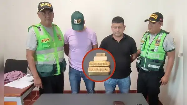 Detienen a 2 hombres con 4 lingotes de oro valorizados en casi 2,5 millones de soles en Piura