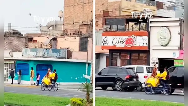 Captan a heladero llevando sobre su carretilla a su novia y usuarios bromean: “Amor de verano”