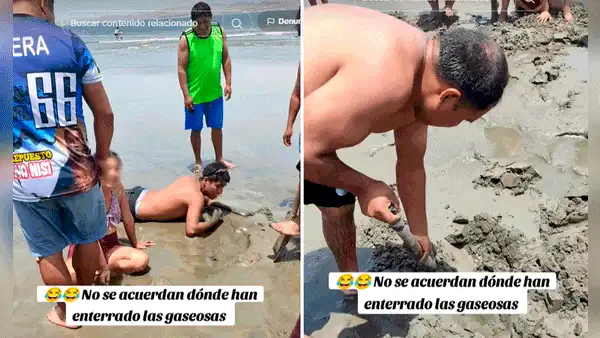 Peruanos van a la playa, entierran su gaseosa y luego no recuerdan dónde la dejaron: “Búscala con radar”