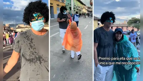 Christian Meier llegó camuflado a los carnavales de Cajamarca, pero terminó siendo mojado y reconocido
