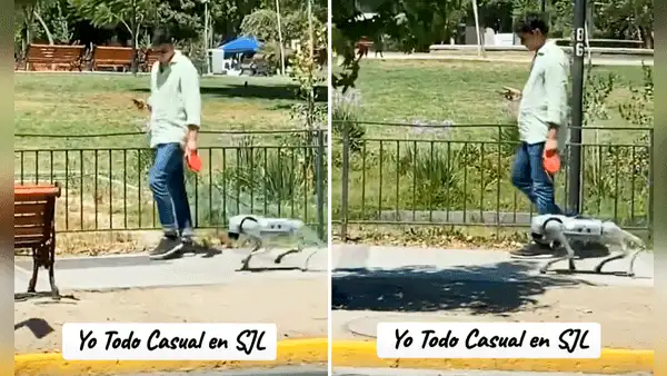 Joven saca a pasear su perro robot por parque de SJL y en redes bromean: “Lima ya es potencia mundial”