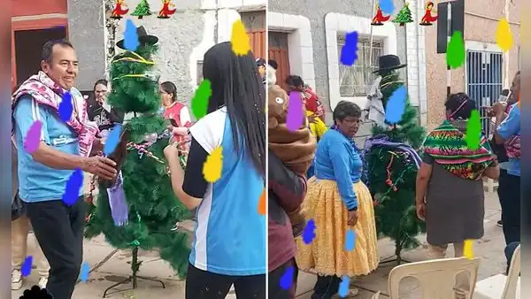 Familia usó arbolito de Navidad para festejar yunzada y dicen: "Al menos no talaron un árbol"