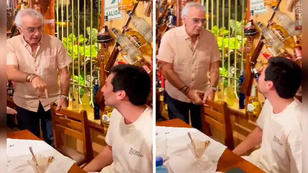 Hincha de Universitario celebra su cumpleaños en restaurante y es sorprendido por Jorge Fossati