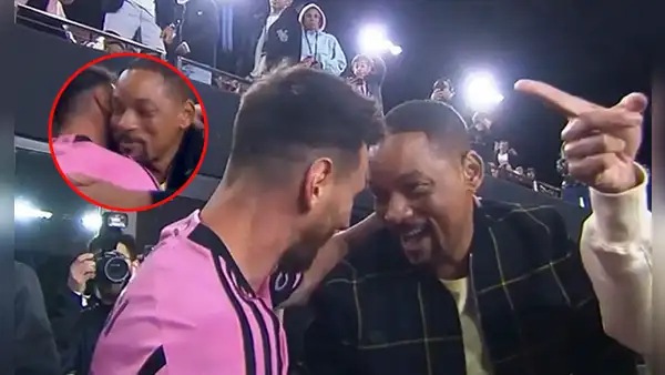 Will Smith y su insólita reacción al estrechar la mano a Lionel Messi, que es viral en redes