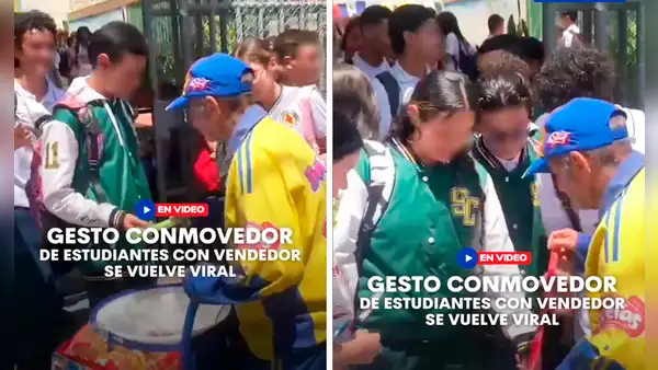 Escolares sorprenden a vendedor de helados al comprarle todos sus productos en puerta de colegio