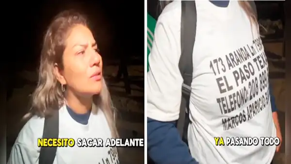 Peruana cruza la frontera mexicana con polo estampado con dirección de su destino en EE. UU.