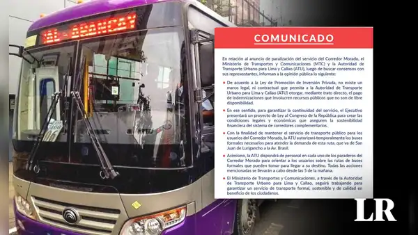 ATU autoriza que buses cubran ruta de SJL a la av. Brasil por cese de corredor morado