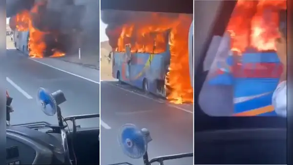 Panamericana Norte: bus de transportes se incendia en variante de Pasamayo