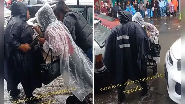 Peruano usó carretilla para transportar a personas durante lluvias y dicen: “Yo sí pagaría”
