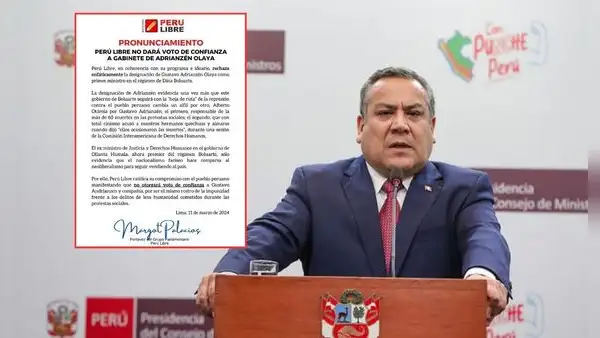 Perú Libre no brindará confianza al gabinete de Gustavo Adrianzén: “Seguirá con la represión al pueblo”