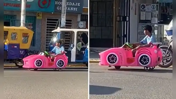 Joven es viral tras manejar carrito de juguete por las calles de Perú: “Para ese si me alcanza”