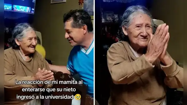 Adulta mayor enternece en redes al celebrar en quechua el ingreso de su nieto a San Marcos