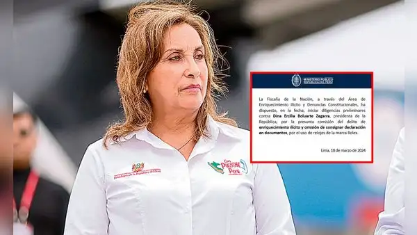 Fiscalía inicia diligencias preliminares contra Dina Boluarte tras adquisición de relojes Rolex