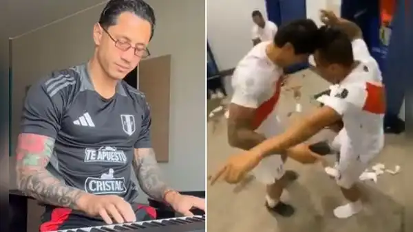 Gianluca Lapadula celebró el triunfo de Perú tocando el teclado y redes enloquecen: “Una de Agua Marina”