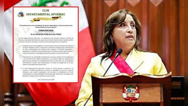 Club Apurímac sobre informe de UIF contra Boluarte: "Requerimos que realicen investigaciones legales"