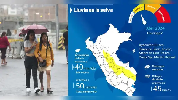 Senamhi advierte lluvias con descargas eléctricas este 7 de abril: estos son los pronósticos por región