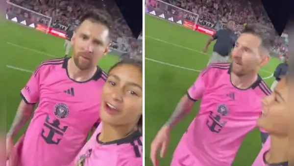 Messi y el inusual pedido a una fan que invadió la cancha para evitar que la seguridad la atrape