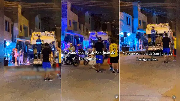 SJL: trabajadores de limpieza pasan por fiesta con orquesta y se ponen a bailar con pegajosa salsa