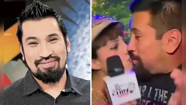 Aldo Miyashiro se luce junto a la actriz Gia Rosalino y ella le roba un beso en programa EN VIVO