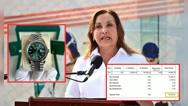 Dina Boluarte: revelan boletas y precios oficiales de la pulsera y Rolex que le "prestó" Oscorima