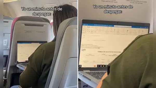 Trabajadora pidió vacaciones cuando ya estaba en avión y usuarios bromean: “Sin miedo al éxito”